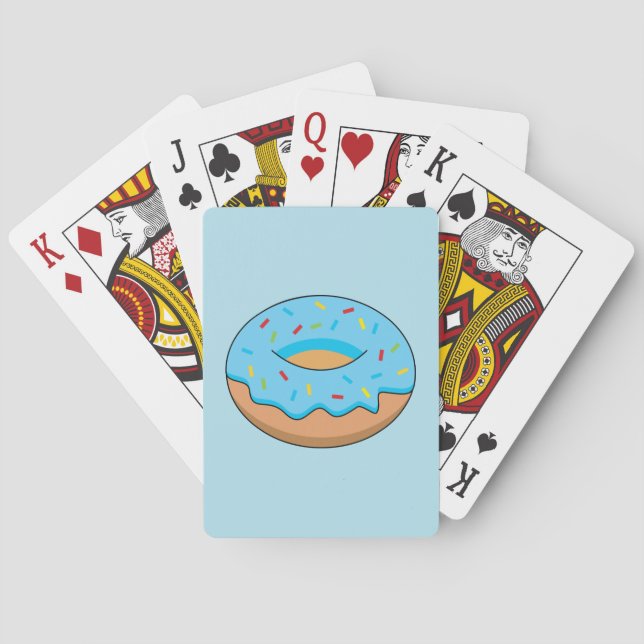 Blue Frosted Doughnut with Sprinkles Cartoon Playing Cards (Back)