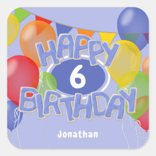 blue frosting cutout cookies w balloons birthday square sticker