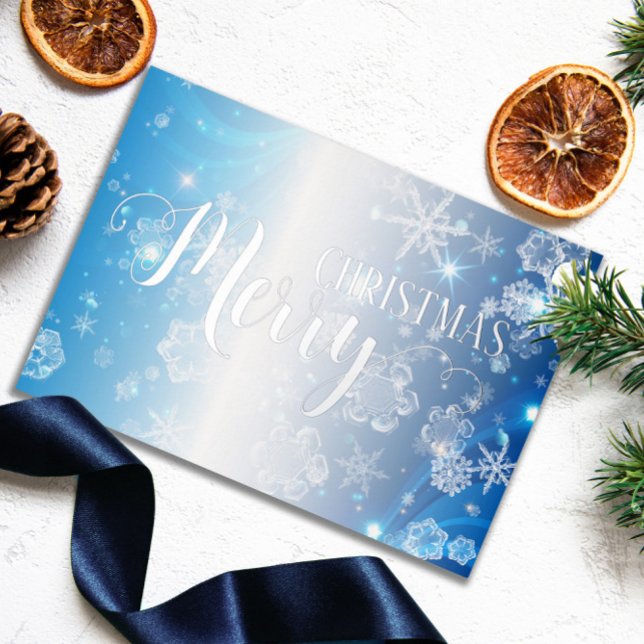 Blue Frozen Winter Wonderland Merry Christmas Foil Holiday Card (Creator Uploaded)