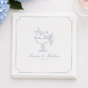 Blue Fruit Bowl Frame Wedding Napkins