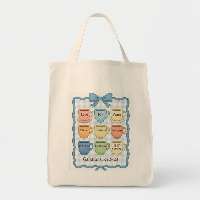 Blue fruit of the Spirit Tote Bag (Front)