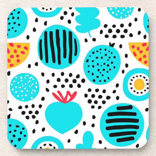 Blue Fruit Patterns Painting Art. Buy Now Coaster (Front)