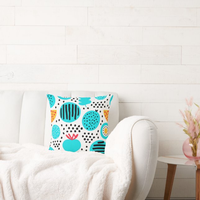 Blue Fruit Patterns Painting Art. Buy Now Cushion (Couch)