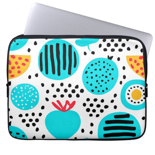 Blue Fruit Patterns Painting Art. Buy Now Laptop Sleeve (Front)