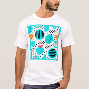 Blue Fruit Patterns Painting Art. Buy Now T-Shirt