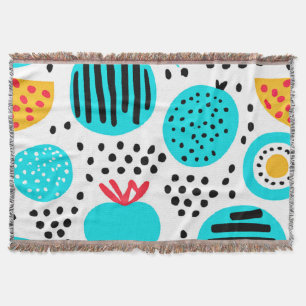 Blue Fruit Patterns Painting Art. Buy Now Throw Blanket