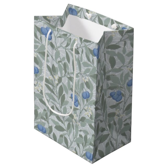 Blue Fruit, William Morris Medium Gift Bag (Front Angled)
