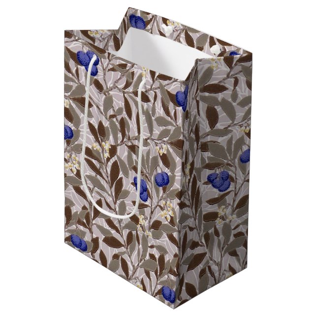 Blue Fruit, William Morris Medium Gift Bag (Front Angled)