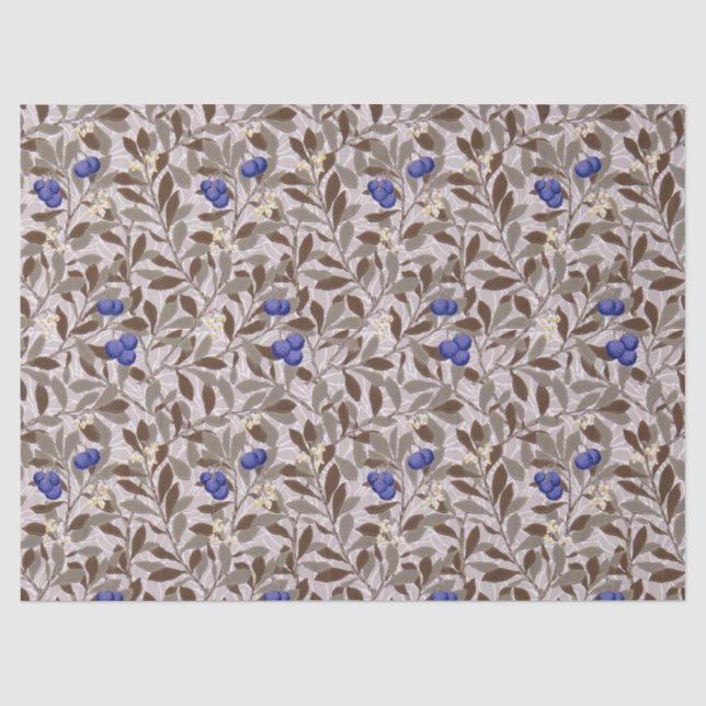 Blue Fruit, William Morris Tissue Paper (Front)