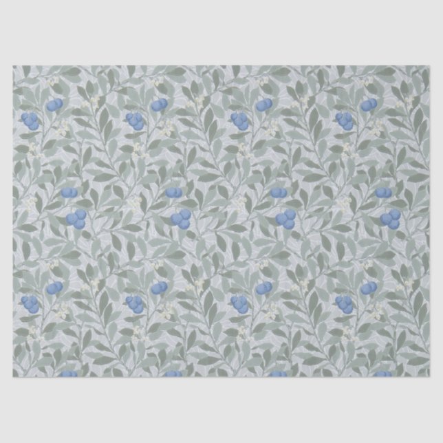 Blue Fruit, William Morris Tissue Paper (Front)