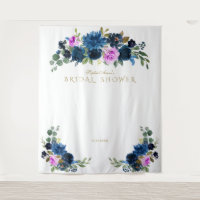 Blue Fuchsia Floral Bridal Shower Photo Booth Prop