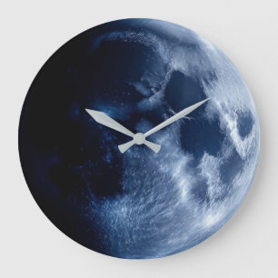 Blue Full Moon Celestial Space Astronomy Large Clock