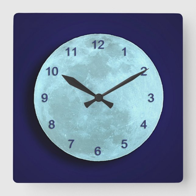 Blue Full Moon Wall Clock (Front)