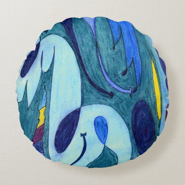 Blue Fumes Round Cushion (Front)