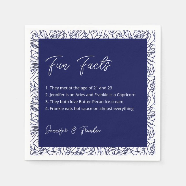 Blue Fun Facts Cocktail Napkins (Front)