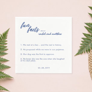 Blue Fun Facts Template Wedding Napkins