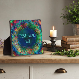 Blue Fun Floral Pretty Boho Inspirivity  Plaque