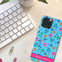Blue Fun Floral Spring Pattern Pretty Name