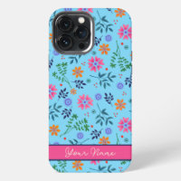Blue Fun Floral Spring Pattern Pretty Name