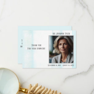 Blue Funeral Memorial From Family Thank You Card