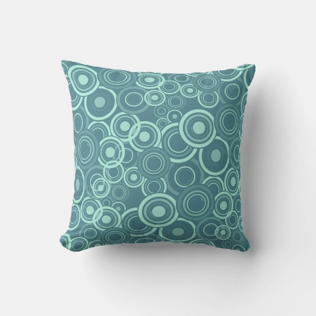 Blue Funky Circles Pattern Cushion (Front)