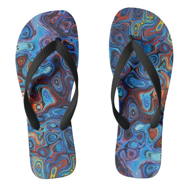 Blue funky print thongs (Footbed)