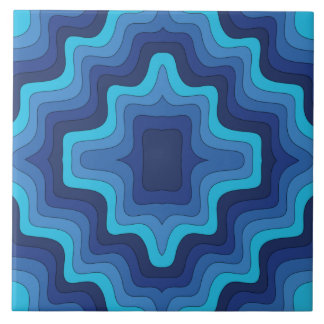 Blue Funky Retro Ceramic Tile