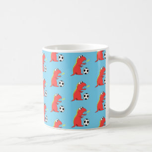 Blue Funny Cartoon Dinosaur Soccer Pattern Coffee Mug