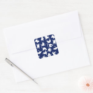 Blue Funny Cat In Yoga Sports Square Sticker