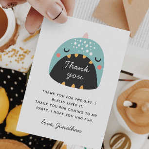 Blue funny dinosaur. Dino baby / kids birthday Thank You Card