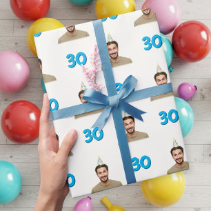 Blue Funny Face Gift Wrapping Paper for Men