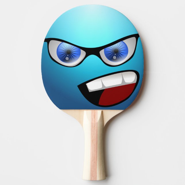 Blue Funny Face Table Tennis Paddle (Front)