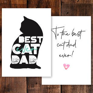 Blue Funny Father's Day Best Cat Dad Ever Holiday Card
