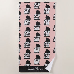 Blue Funny Mother's Day Best Cat Mum Ever Beach Towel