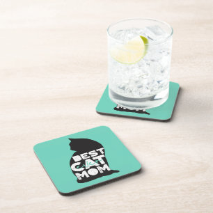 Blue Funny Mother's Day Best Cat Mum Ever Coaster