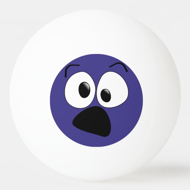 Blue Funny Silly Face Ping Pong Ball (Front)