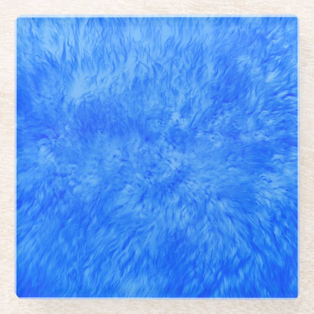 Blue Fur Frenzy Glass Coaster (Front)
