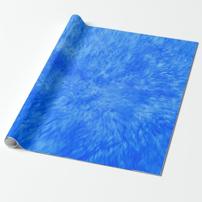 Blue Fur Frenzy Wrapping Paper (Unrolled)