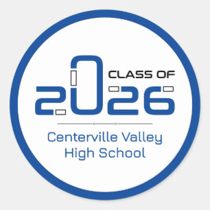 Blue Futuristic Class of 2026 Classic Round Sticker