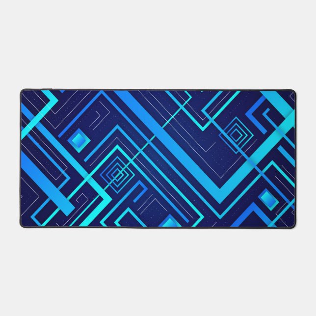 Blue Futuristic Desk Mat (Front)