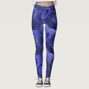 Blue Futuristic Pipe Pattern Art Leggings