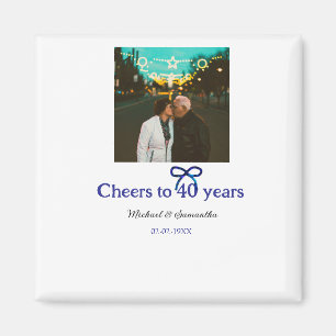 Blue g bow cheers to 40 years anniversary wedding  magnet