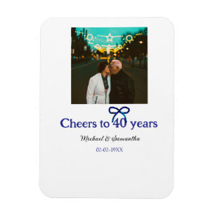 Blue g bow cheers to 40 years anniversary wedding magnet