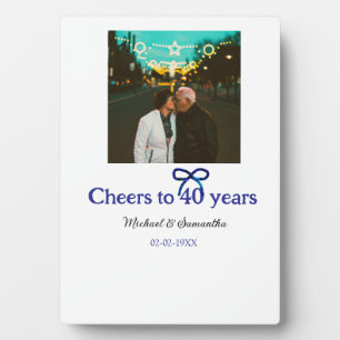Blue g bow cheers to 40 years anniversary wedding  plaque
