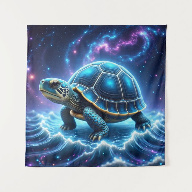Blue Galactic Sea Turtle Tapestry (Front)