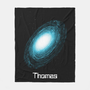 Blue Galaxy and Stars Monogram Fleece Blanket
