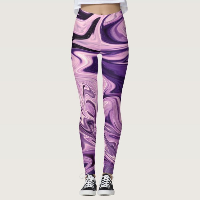 Blue galaxy art pattern leggings (Front)