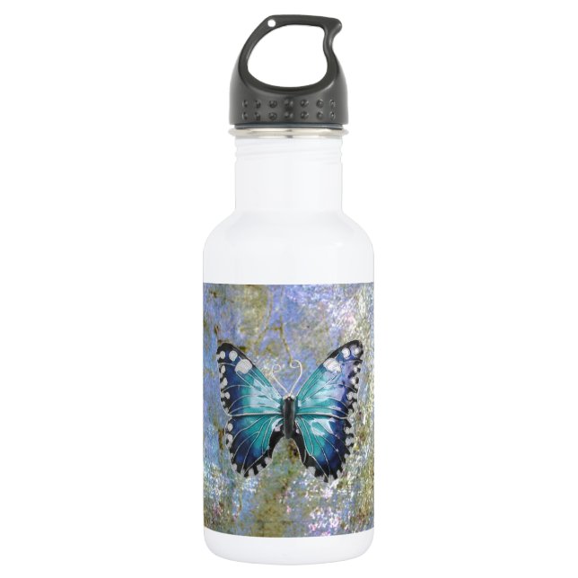 Blue Galaxy Butterfly 532 Ml Water Bottle (Front)