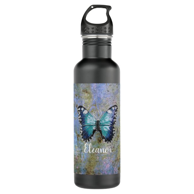 Blue Galaxy Butterfly Personalised 710 Ml Water Bottle (Front)