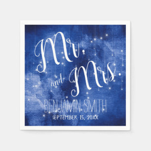 Blue Galaxy Celestial Stars Night Sky Wedding Napkin